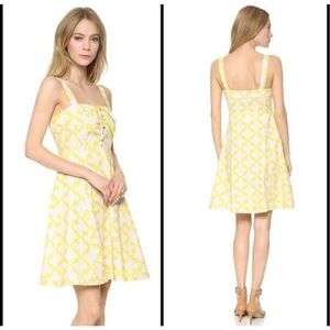 Diane Von Furstenberg Women's‎ Luxe Lace Up Henna Diamonds Dress Yellow Size 6